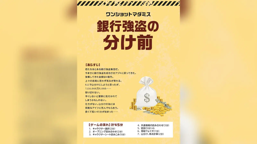 ワンショットマダミス 銀行強盗の分け前