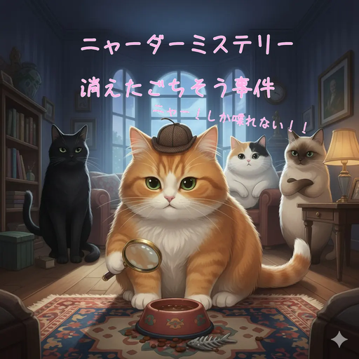 ニャーしか言えない！ニャーダーミステリー 「消えたごちそう事件」